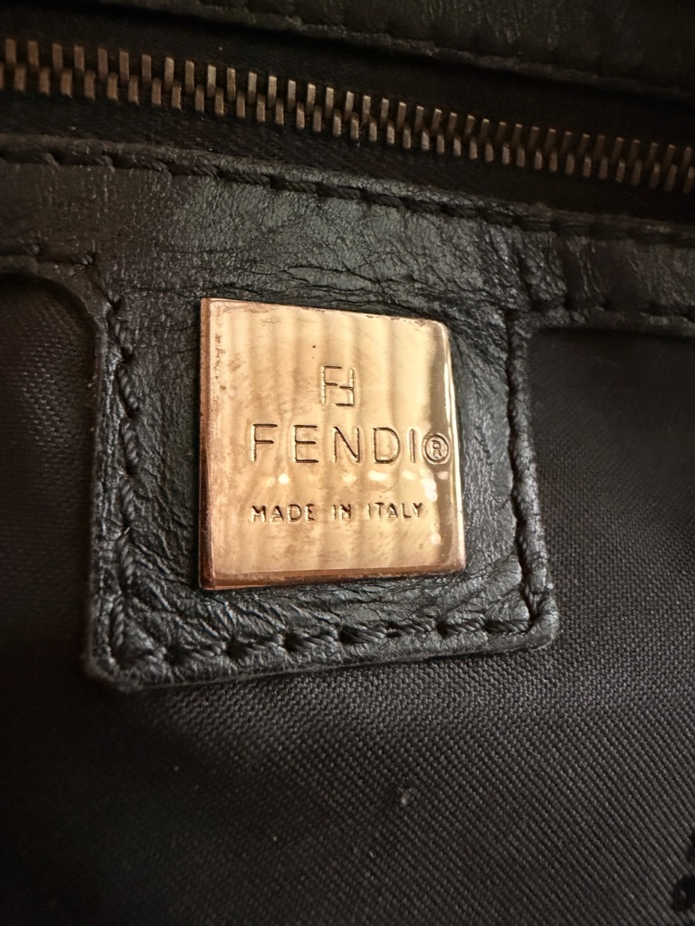 Fendi AUTHENTIC Black and Brown Zucchini Zucca Print Monogram Bassotto Bag - Picture 8 of 14